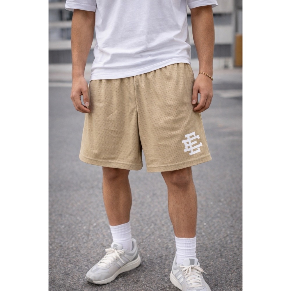 Eric Emanuel EE Shorts Mens XXL Khaki Mesh‎ Basketball Streetwear USA